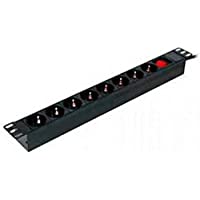 Powergreen RAC-00008-PDU Pdu Tipo Regleta de 8 Tomas con Interruptor y Cable de 2 M